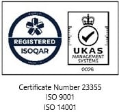 ISOQAR UKAS ISO 9001 ISO 14001 — Certificate No. 23355